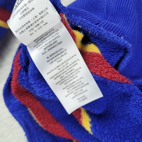 Polo Ralph Lauren Hoodie Large Men's Fleece Lined Pullover Multicolor Striped - Picture 9 of 12